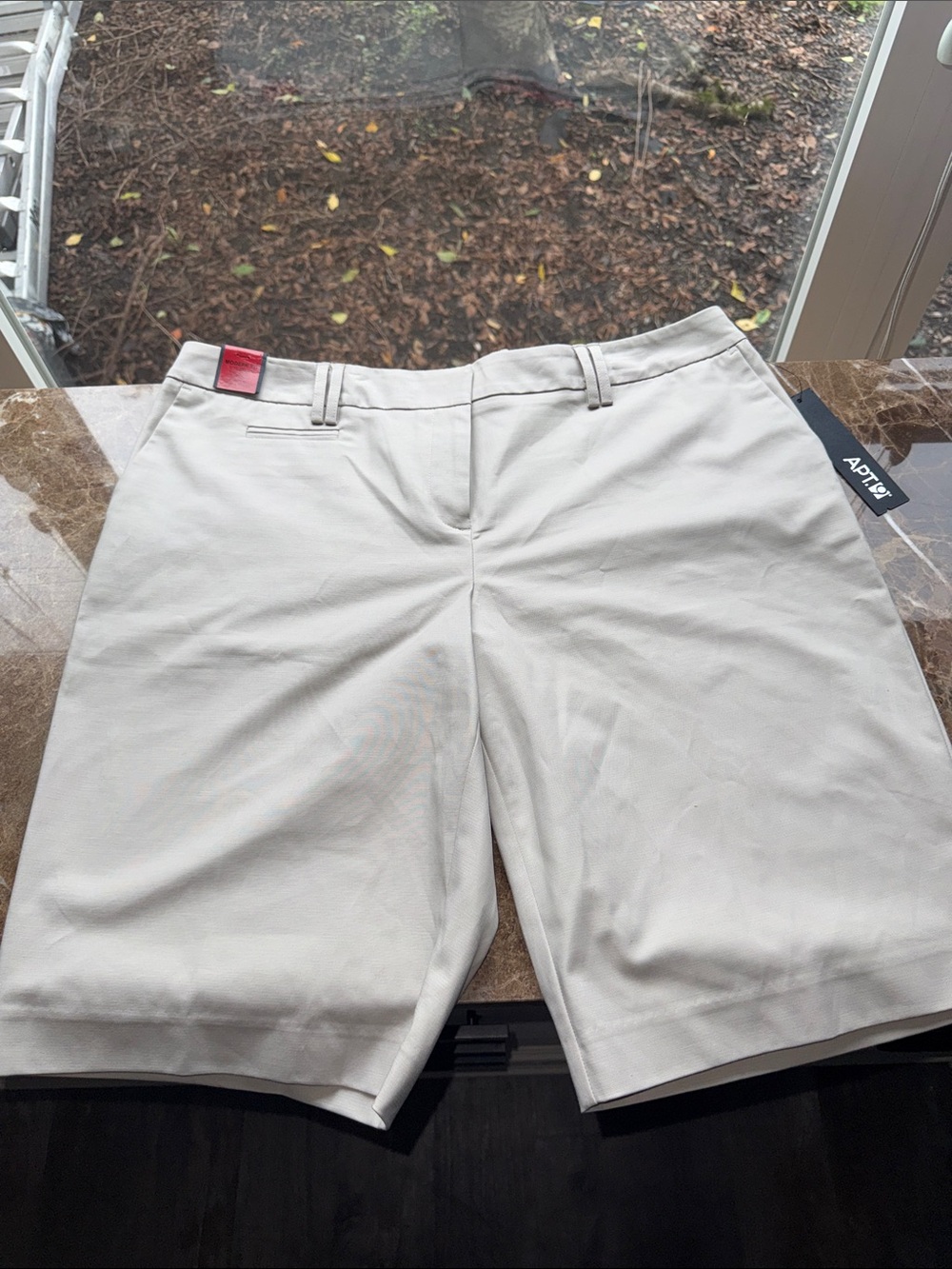 Apt. 9 Cream Bermuda Shorts with Red Tab